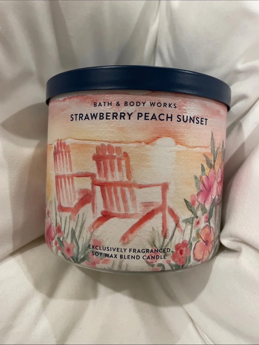 BBW Strawberry Peach Sunset 3 Wick Candle